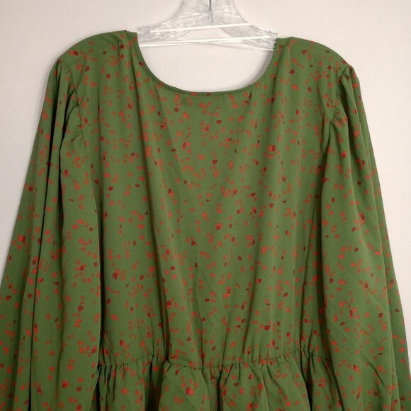 Eloquii Elements Green Print Peplum Waist Midi Dress - Picture 7 of 10